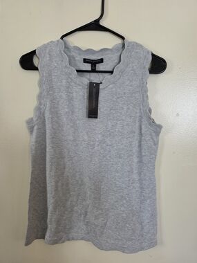 Banana Republic Heather Gray Scallop-Edge Knit Tank Size S